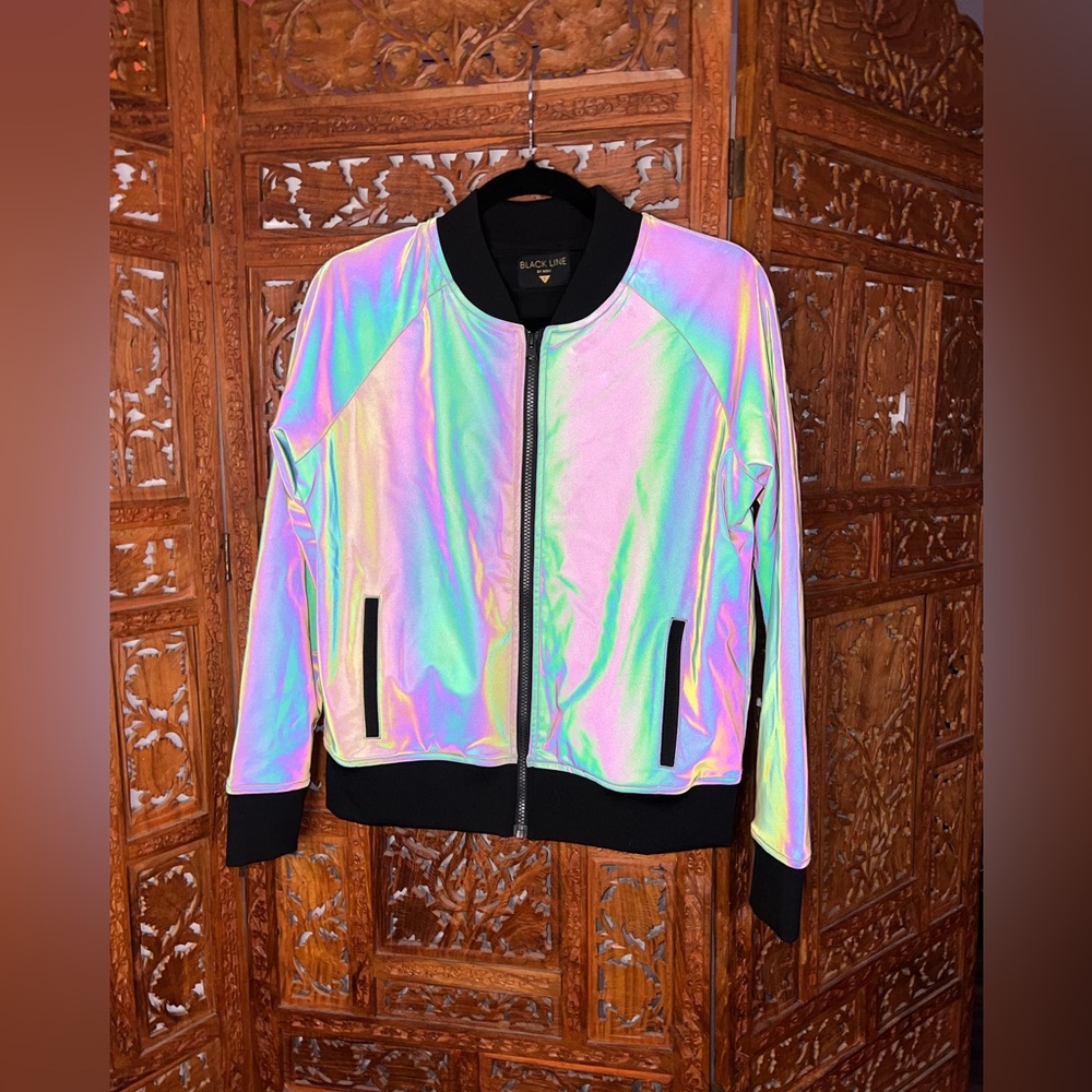 black line by noli reflective bomber style jacket